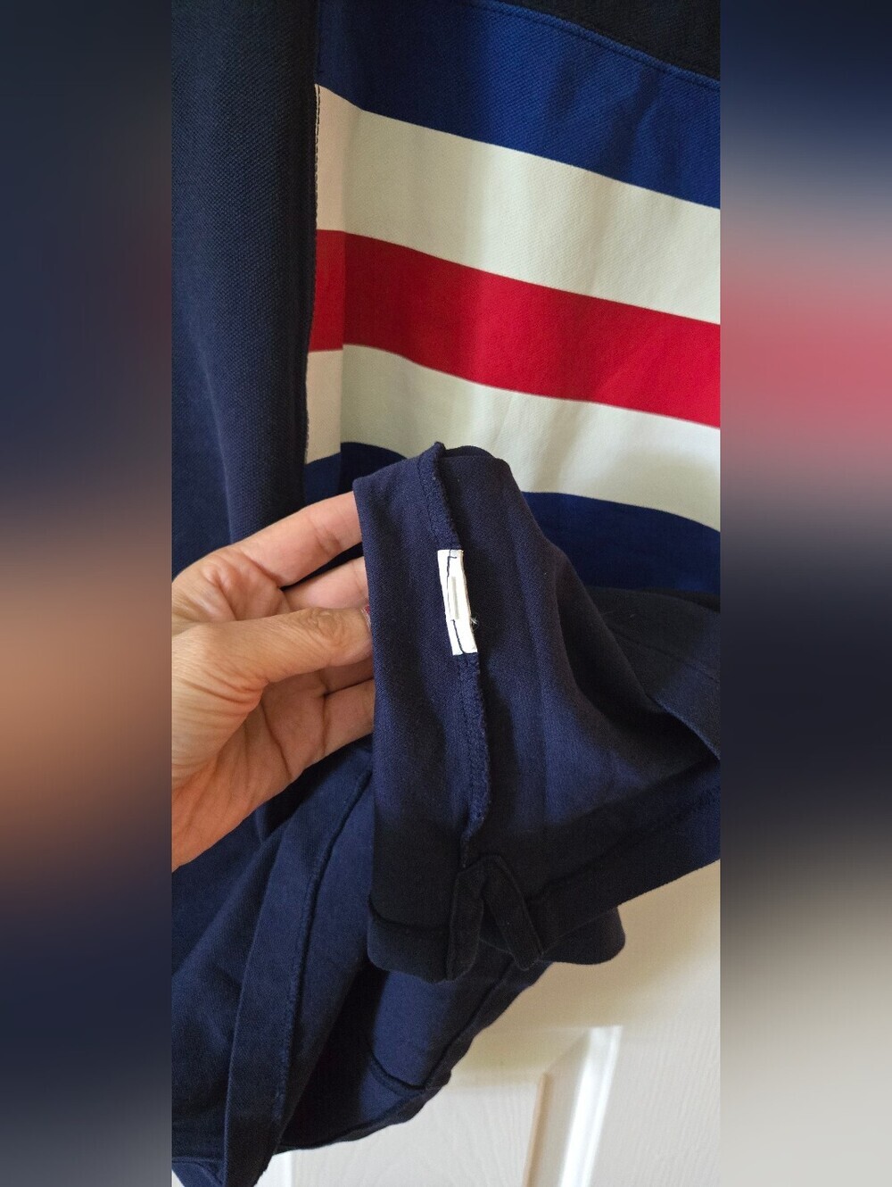 Polo by Ralph Lauren Navy Blue & White Colorblock Polo Dress with Red Stripe - Picture 6 of 16